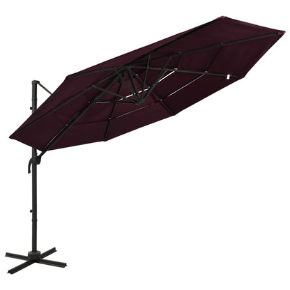 vidaXL Garden Parasol | Bordeaux Red | Polyester | 3x3 metres | Collapsible