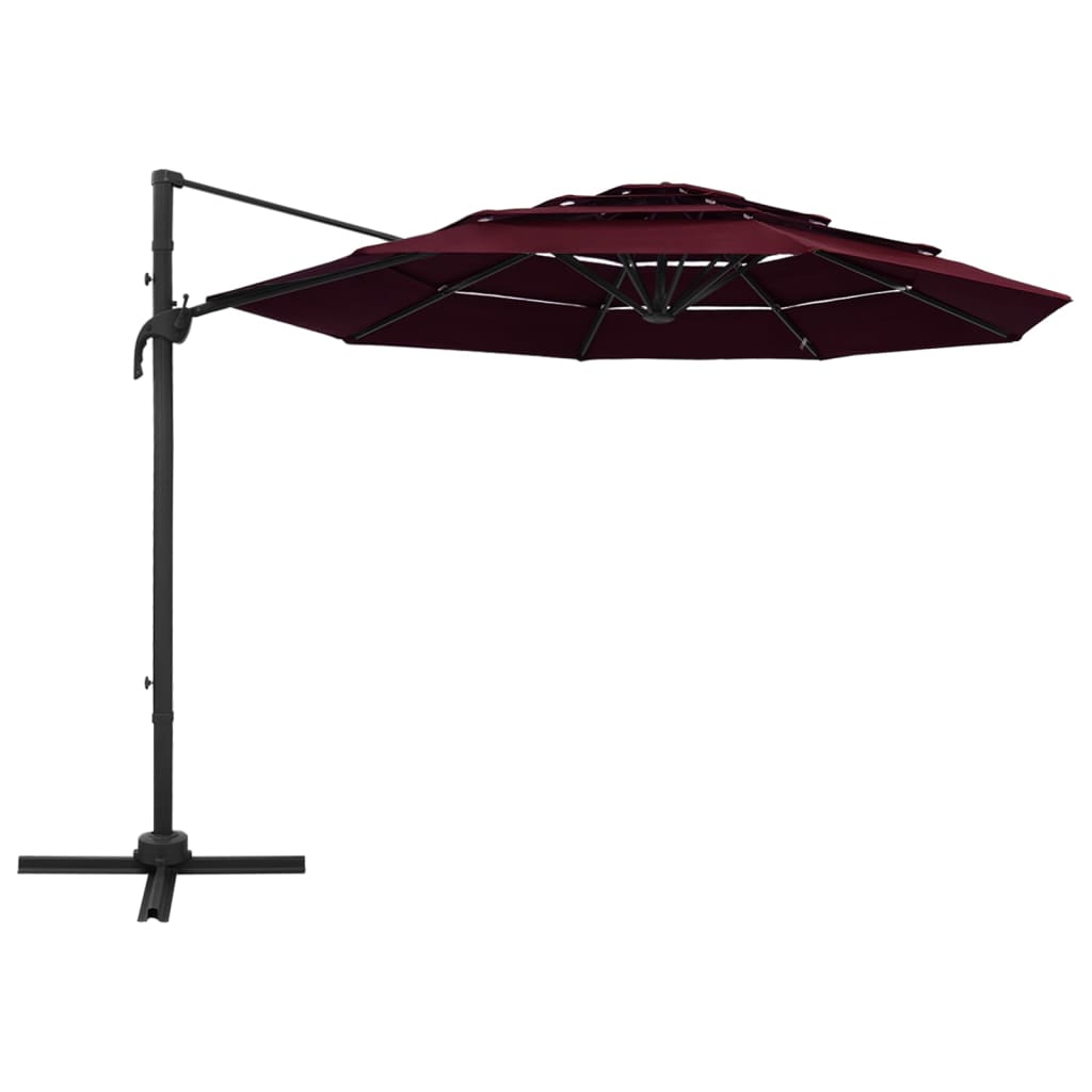 vidaXL Garden Parasol | Bordeaux Red | Polyester | 3x3 metres | Collapsible