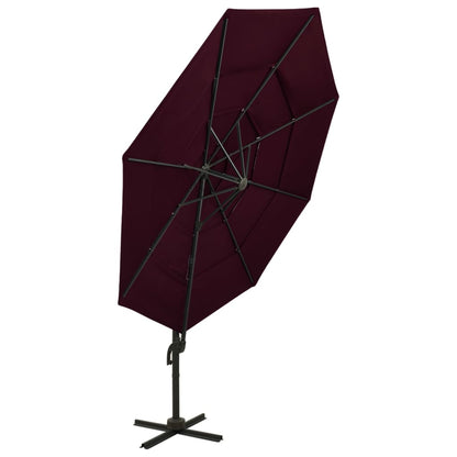 vidaXL Garden Parasol | Bordeaux Red | Polyester | 3x3 metres | Collapsible