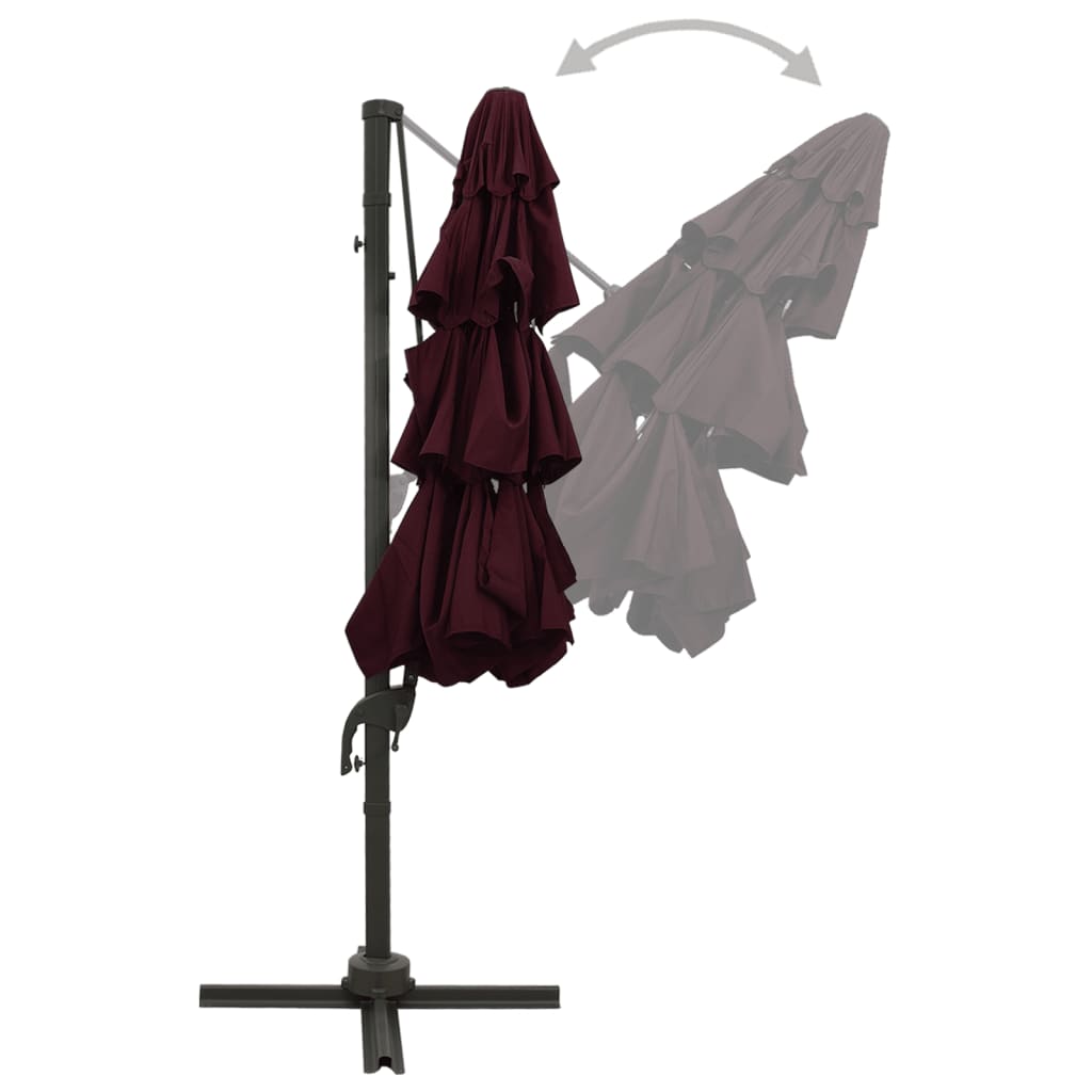 vidaXL Garden Parasol | Bordeaux Red | Polyester | 3x3 metres | Collapsible
