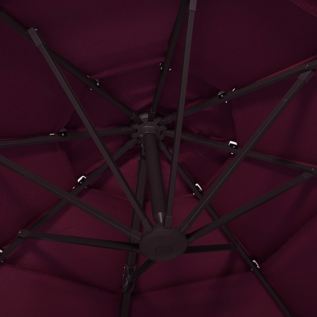 vidaXL Garden Parasol | Bordeaux Red | Polyester | 3x3 metres | Collapsible