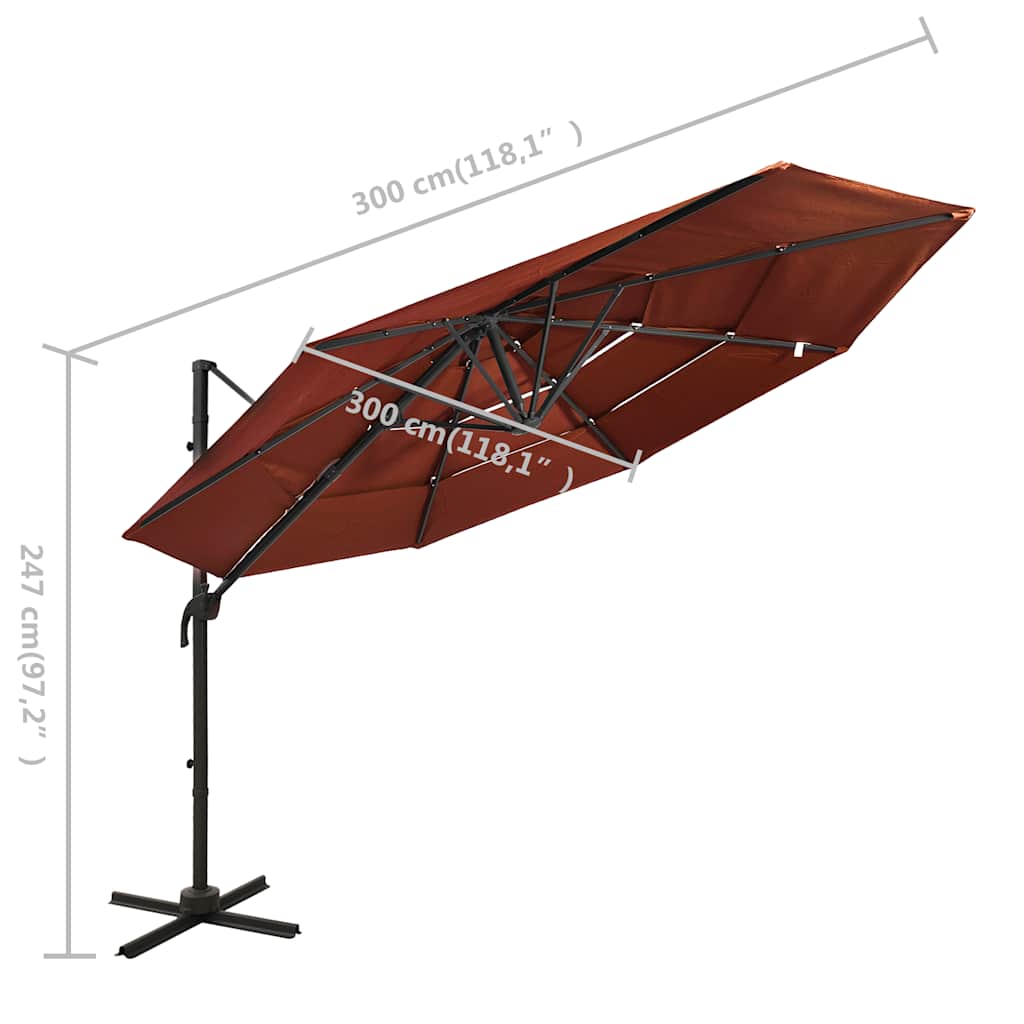 vidaXL Garden Parasol | Terracotta | Polyester, Powder-Coated Aluminium | Large