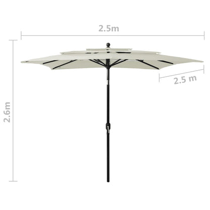 vidaXL Parasol | Sand | Polyester | 2.5 m x 2.5 m | UV-resistant materials
