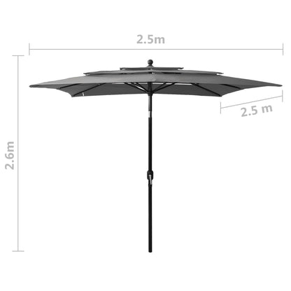 vidaXL Parasol | Anthracite | UV protective polyester | 2.5m x 2.5m