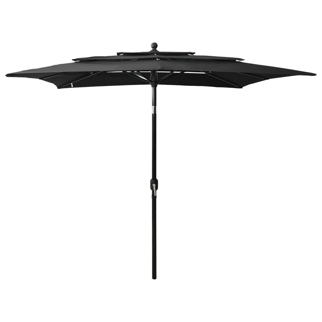 vidaXL Parasol | Black | Polyester | 2.5 metres | Foldable | Garden Parasol