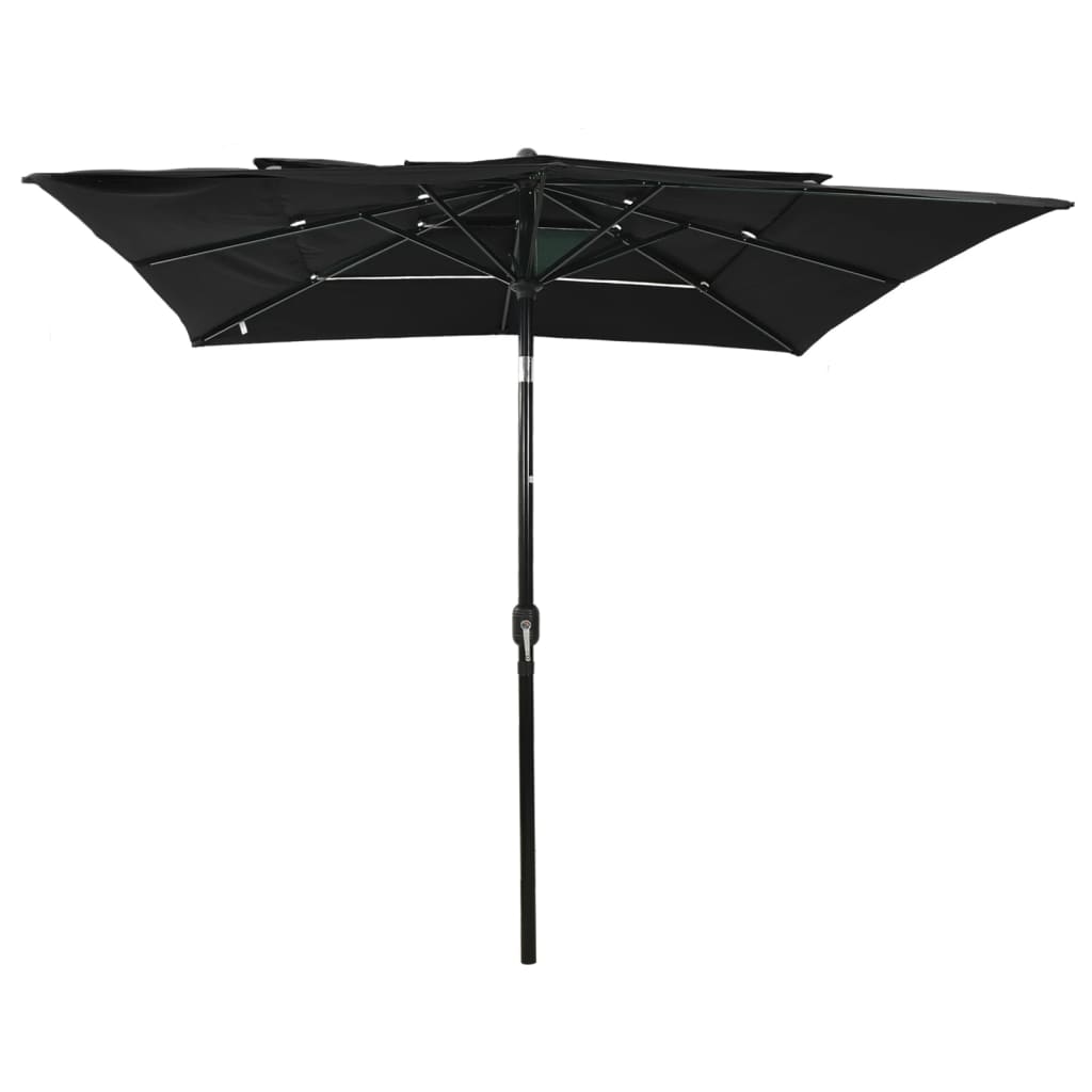 vidaXL Parasol | Black | Polyester | 2.5 metres | Foldable | Garden Parasol