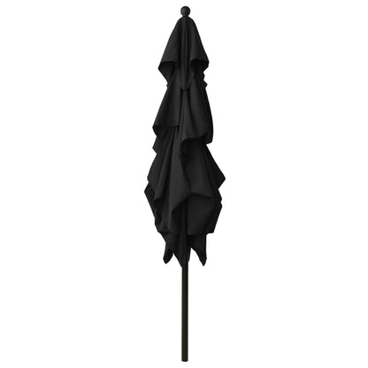 vidaXL Parasol | Black | Polyester | 2.5 metres | Foldable | Garden Parasol