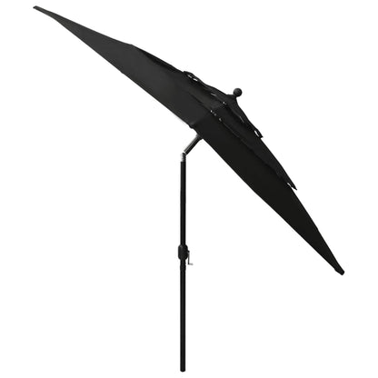 vidaXL Parasol | Black | Polyester | 2.5 metres | Foldable | Garden Parasol