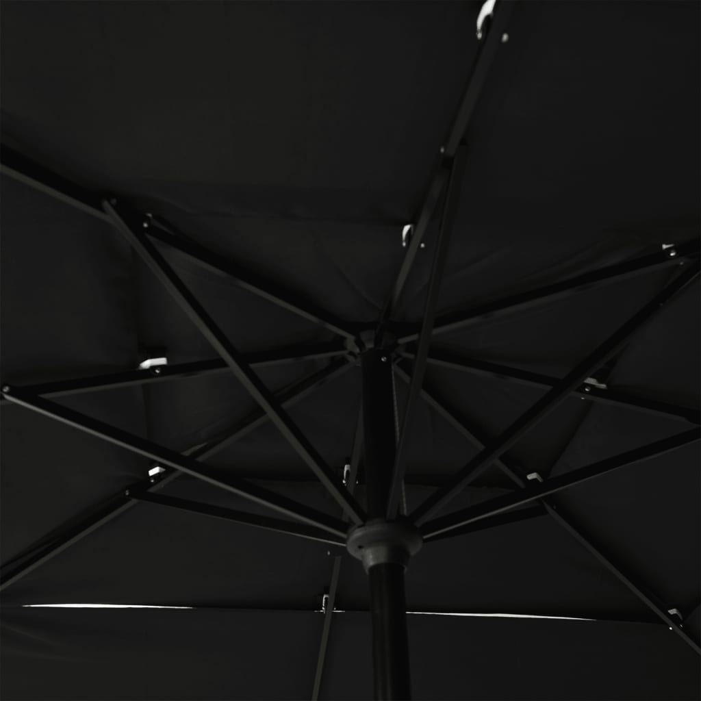 vidaXL 3-Tier Garden Parasol with Aluminium Pole Black 2.5x2.5 m