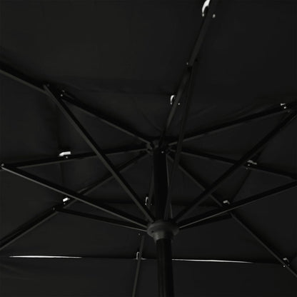 vidaXL 3-Tier Garden Parasol with Aluminium Pole Black 2.5x2.5 m