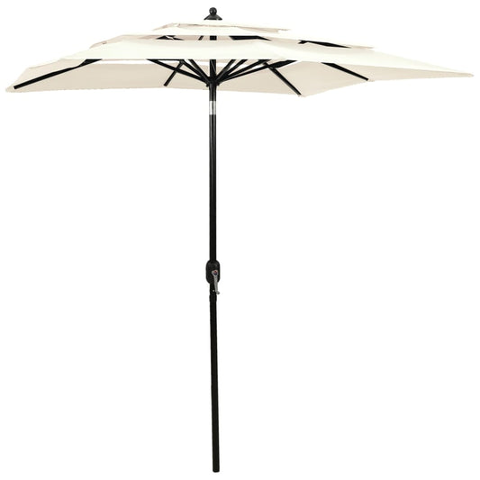 vidaXL Parasol | Sand | Polyester | 2m x 2m | Collapsible | Garden Parasol