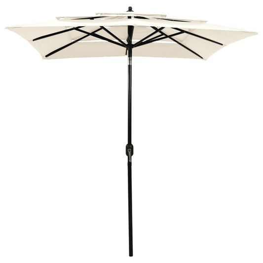 vidaXL Parasol | Sand | Polyester | 2m x 2m | Collapsible | Garden Parasol