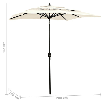 vidaXL Parasol | Sand | Polyester | 2m x 2m | Collapsible | Garden Parasol