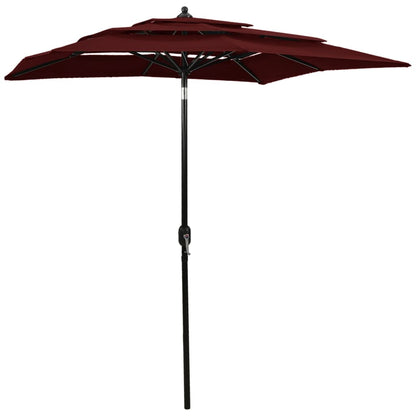 vidaXL 3-Tier Garden Parasol with Aluminium Pole Bordeaux Red 2x2 m