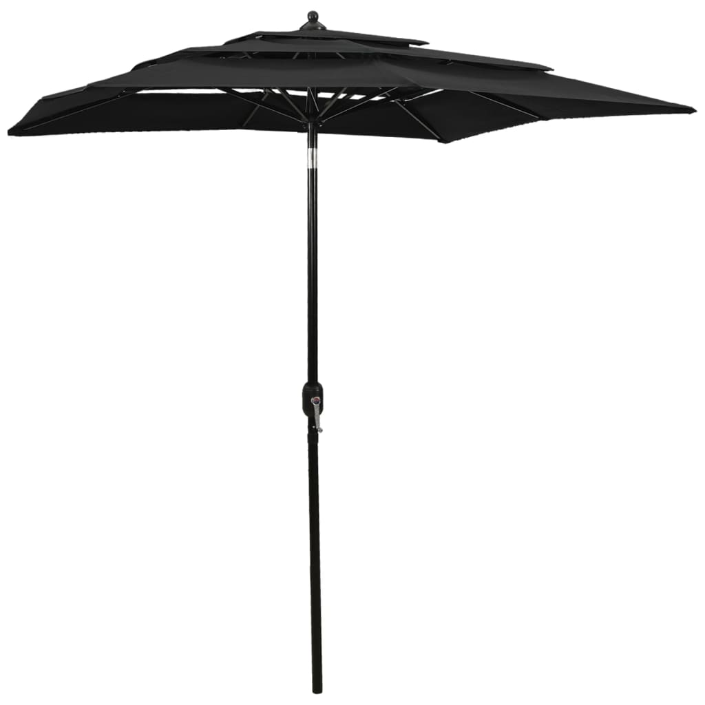 vidaXL Parasol | Black | Polyester | 2x2 m | Foldable | Parasol | Square