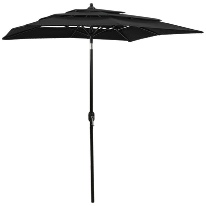 vidaXL Parasol | Black | Polyester | 2x2 m | Foldable | Parasol | Square