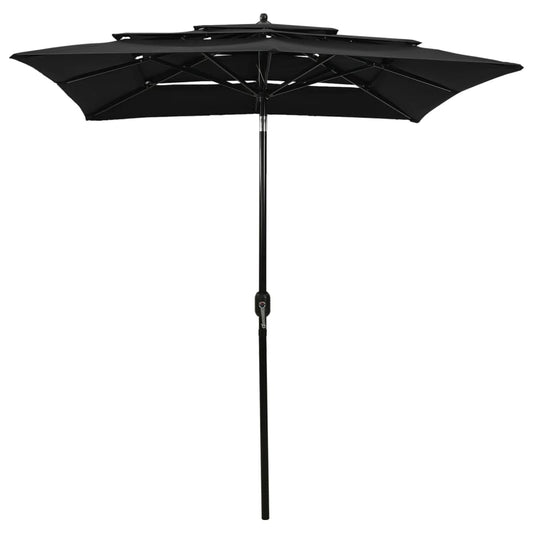 vidaXL Parasol | Black | Polyester | 2x2 m | Foldable | Parasol | Square
