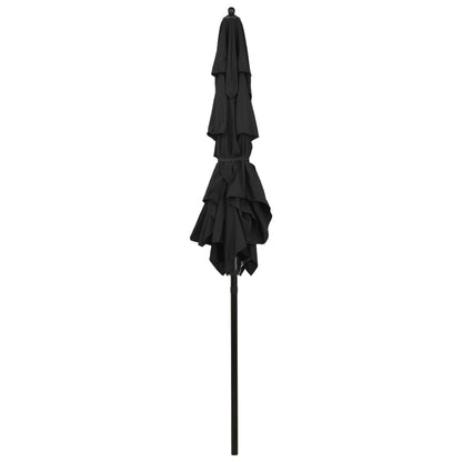 vidaXL Parasol | Black | Polyester | 2x2 m | Foldable | Parasol | Square