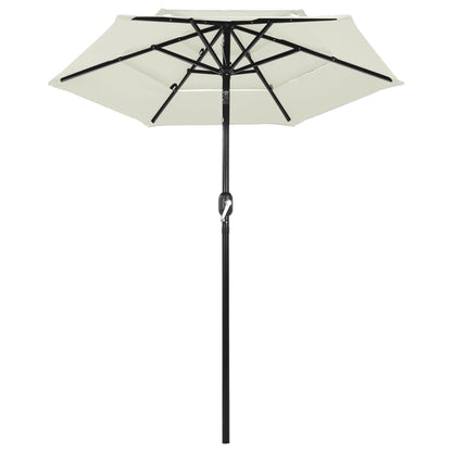 vidaXL 3-Tier Garden Parasol with Aluminium Pole Sand 2 m