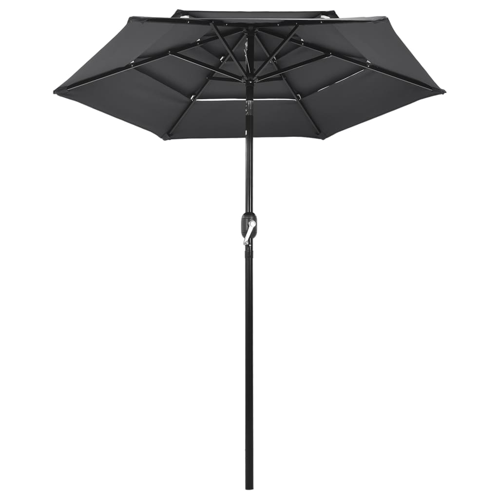 vidaXL 3-Tier Garden Parasol with Aluminium Pole Anthracite 2 m