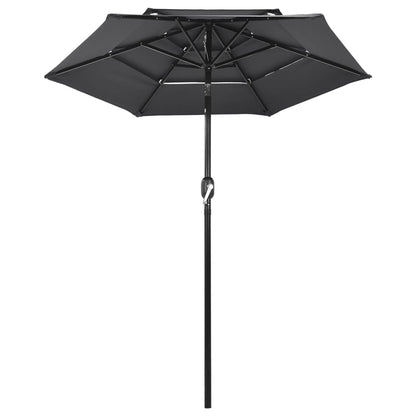 vidaXL 3-Tier Garden Parasol with Aluminium Pole Anthracite 2 m