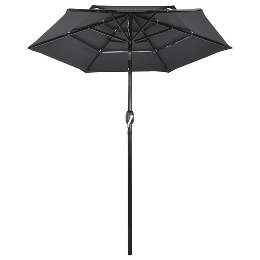 vidaXL 3-Tier Garden Parasol with Aluminium Pole Anthracite 2 m