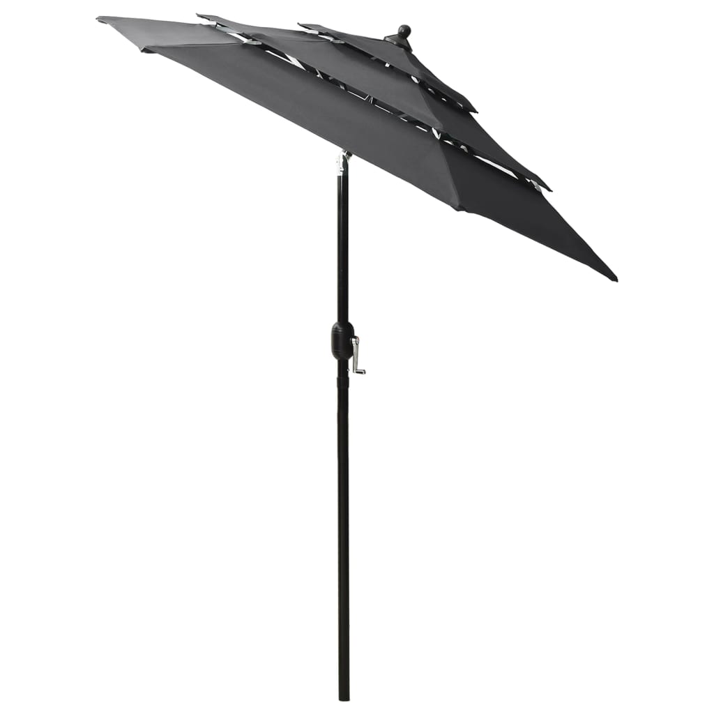vidaXL 3-Tier Garden Parasol with Aluminium Pole Anthracite 2 m