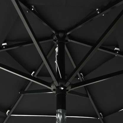 vidaXL 3-Tier Garden Parasol with Aluminium Pole Black 2 m
