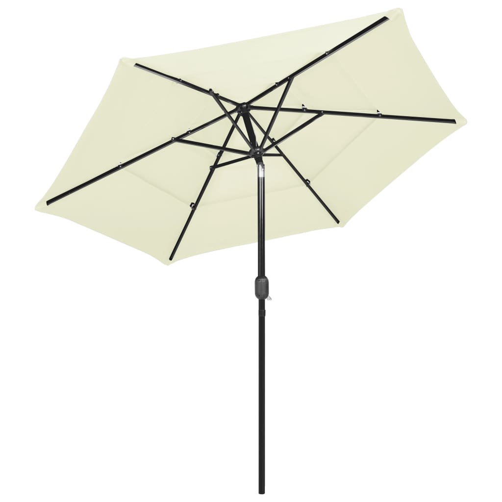 vidaXL Parasol | Sand | Polyester, Powder-coated Aluminium | Medium | Foldable