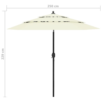 vidaXL Parasol | Sand | Polyester, Powder-coated Aluminium | Medium | Foldable