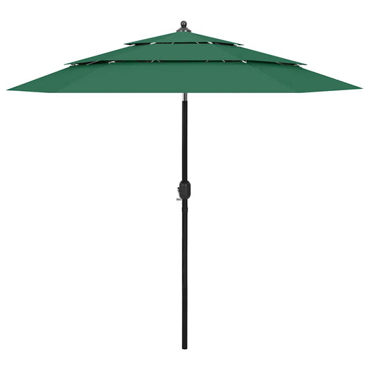 vidaXL Parasol | Green | Polyester | Large | Height-Adjustable | Garden Parasol