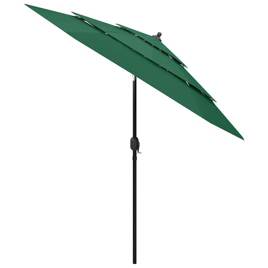 vidaXL Parasol | Green | Polyester | Large | Height-Adjustable | Garden Parasol