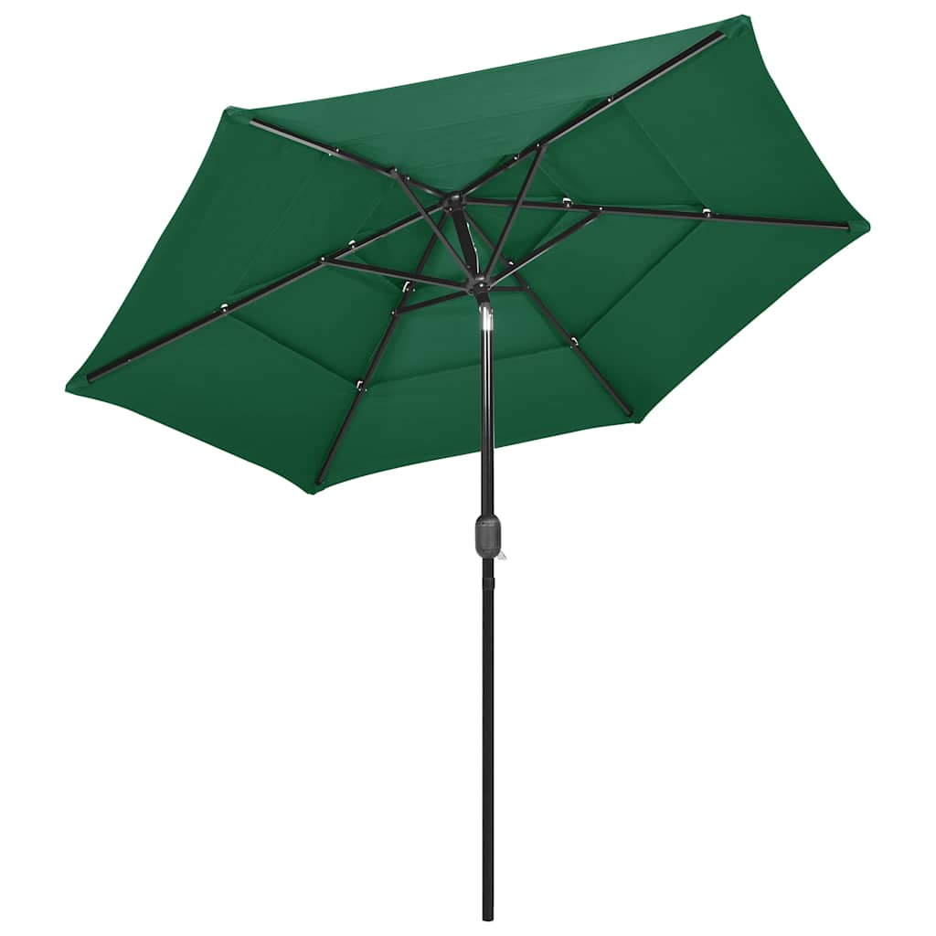 vidaXL Parasol | Green | Polyester | Large | Height-Adjustable | Garden Parasol