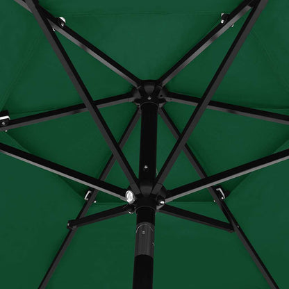 vidaXL Parasol | Green | Polyester | Large | Height-Adjustable | Garden Parasol