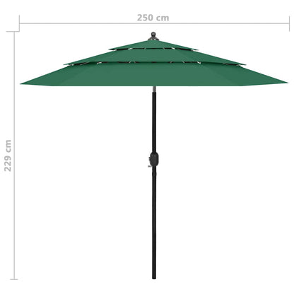 vidaXL Parasol | Green | Polyester | Large | Height-Adjustable | Garden Parasol