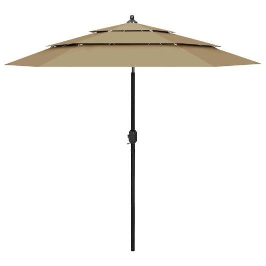 vidaXL Parasol | Taupe | Polyester | 2.5 meters | Foldable | Garden Parasol