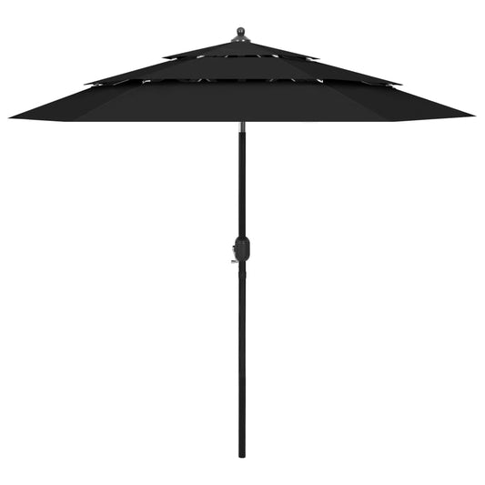vidaXL Parasol | Black | Polyester | 2.5 m diameter | Foldable | Parasol