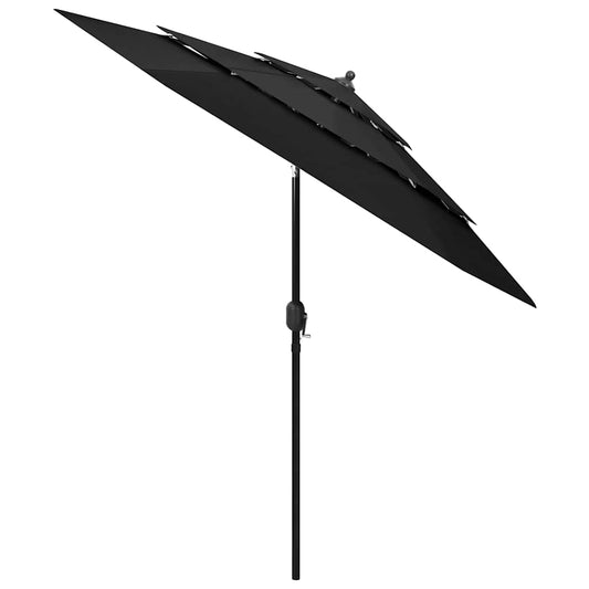 vidaXL 3-Tier Garden Parasol with Aluminium Pole Black 2.5 m