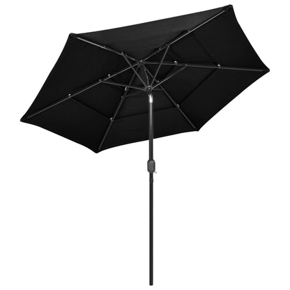 vidaXL Parasol | Black | Polyester | 2.5 m diameter | Foldable | Parasol