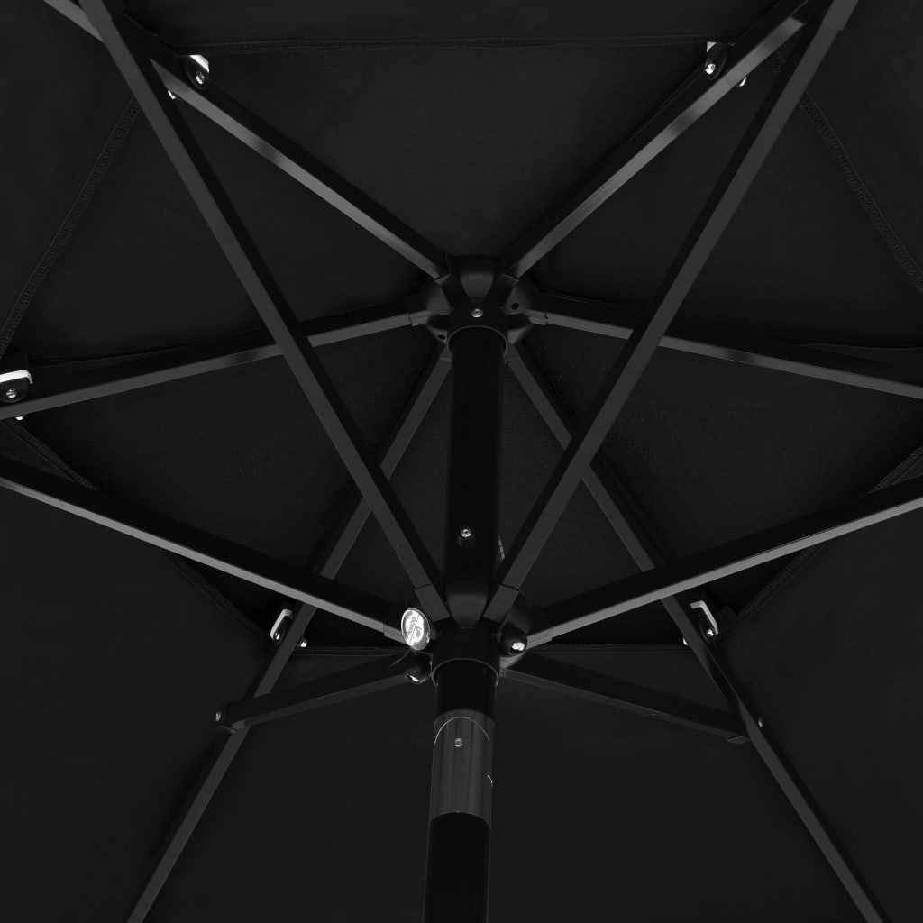 vidaXL 3-Tier Garden Parasol with Aluminium Pole Black 2.5 m