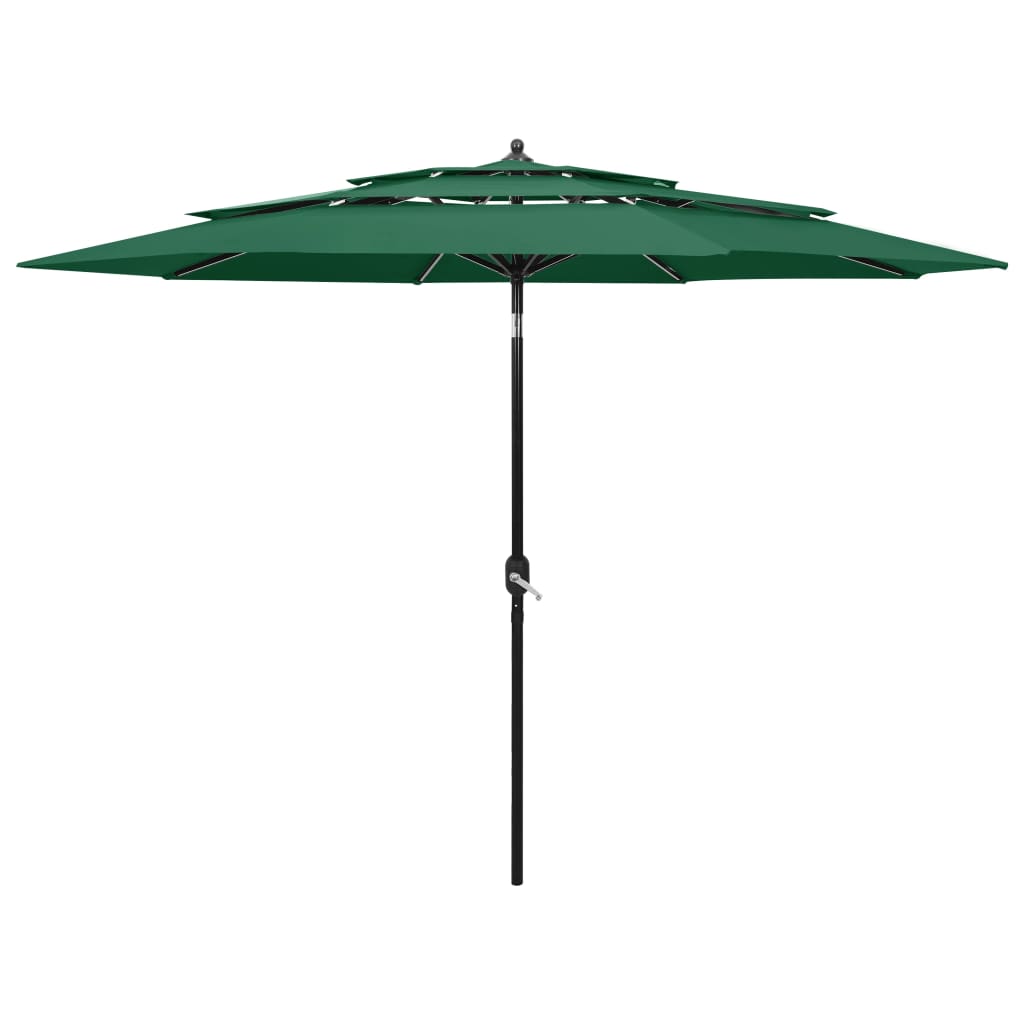vidaXL Parasol | Green | Polyester, powder-coated aluminium | 3m | Foldable
