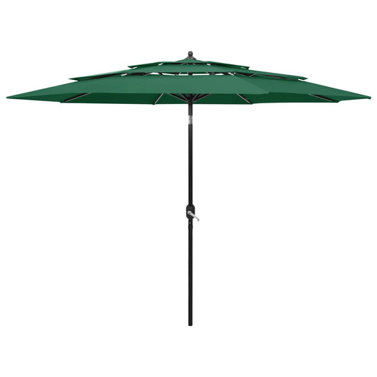vidaXL Parasol | Green | Polyester, powder-coated aluminium | 3m | Foldable