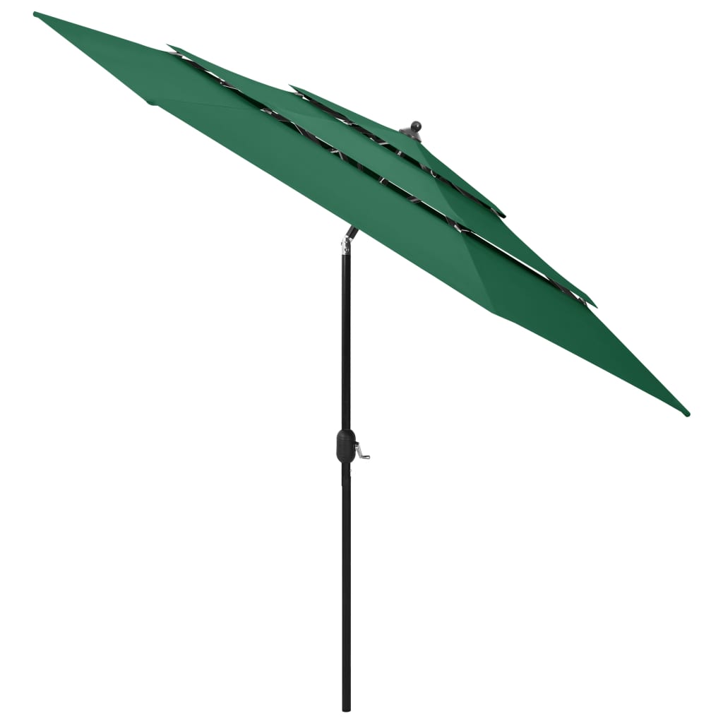 vidaXL Parasol | Green | Polyester, powder-coated aluminium | 3m | Foldable