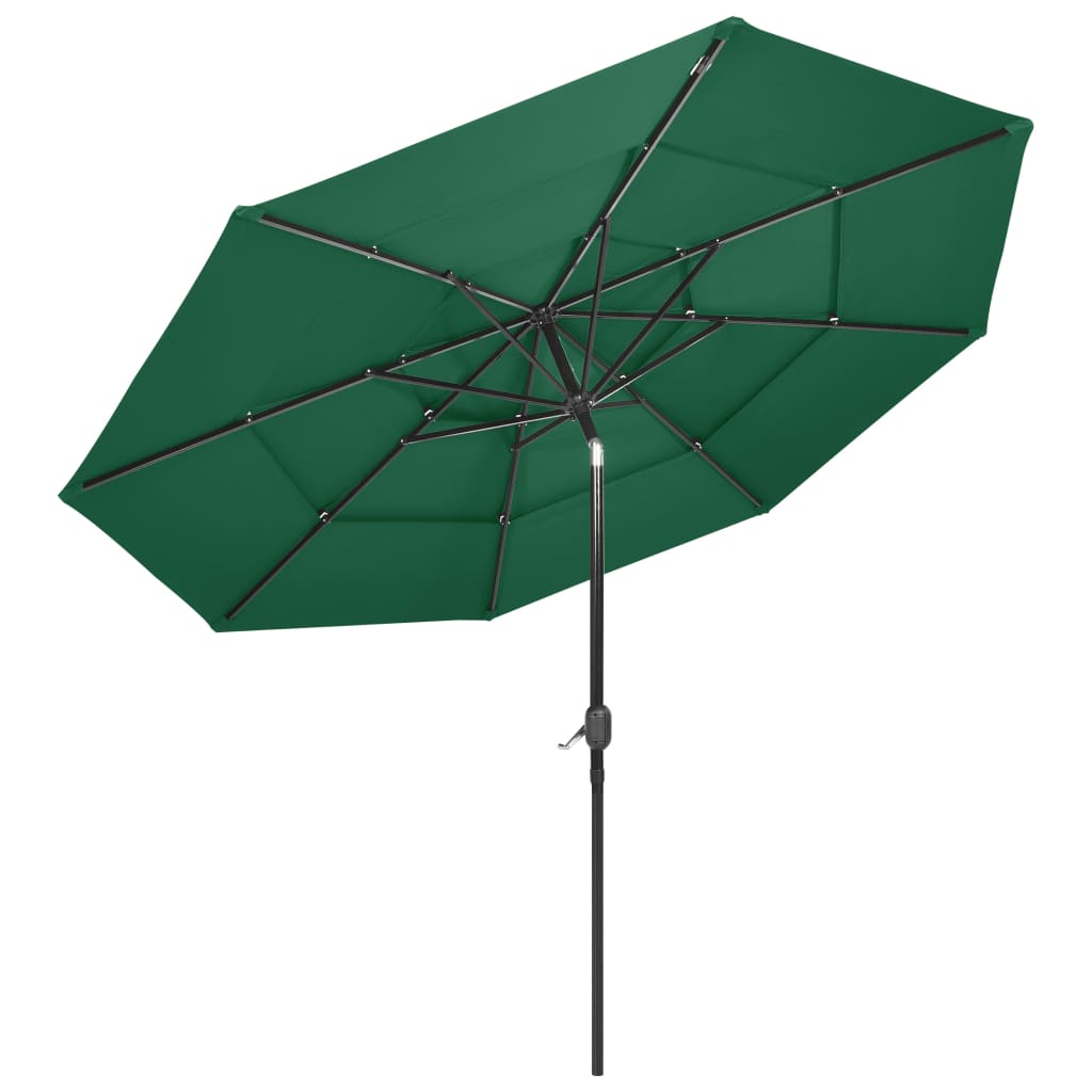 vidaXL Parasol | Green | Polyester, powder-coated aluminium | 3m | Foldable