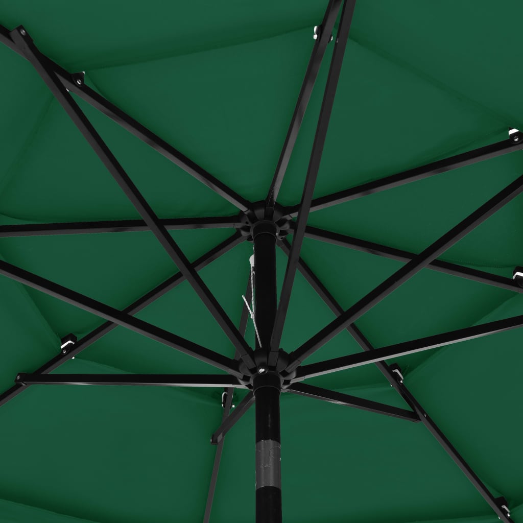 vidaXL Parasol | Green | Polyester, powder-coated aluminium | 3m | Foldable