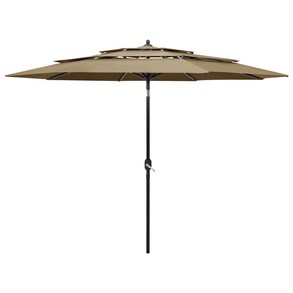 vidaXL Parasol | Taupe | Polyester | 3m Diameter | Foldable | Parasol | Round