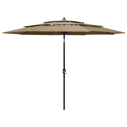 vidaXL Parasol | Taupe | Polyester | 3m Diameter | Foldable | Parasol | Round