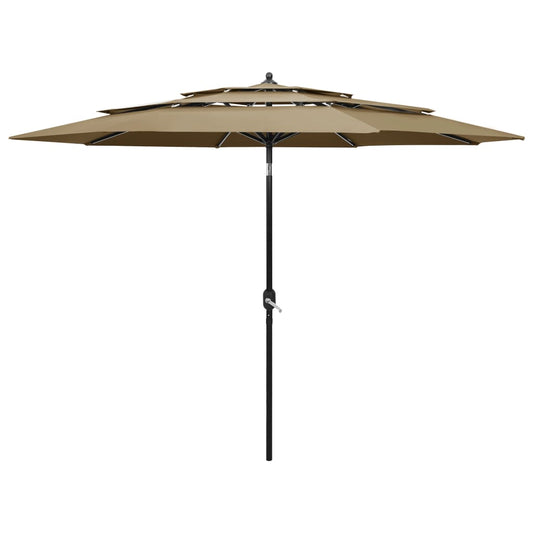 vidaXL Parasol | Taupe | Polyester | 3m Diameter | Foldable | Parasol | Round