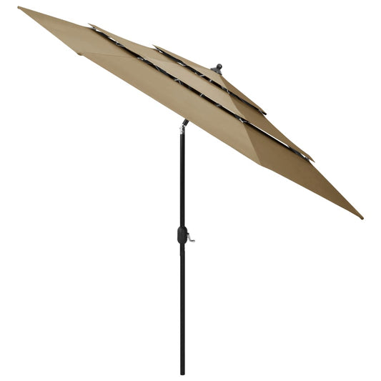 vidaXL Parasol | Taupe | Polyester | 3m Diameter | Foldable | Parasol | Round