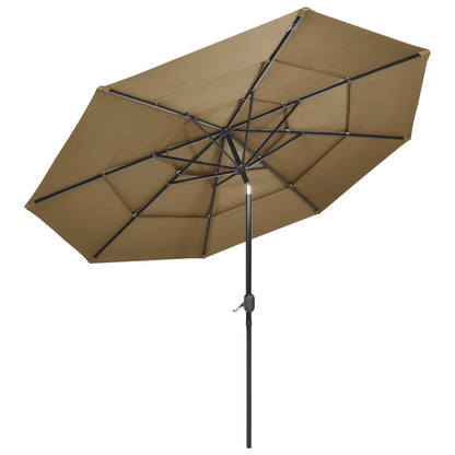 vidaXL Parasol | Taupe | Polyester | 3m Diameter | Foldable | Parasol | Round